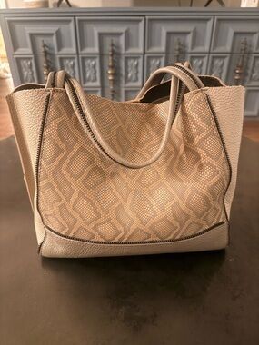 Botkier Beige Patterned SoHo Tote with Textured Trim